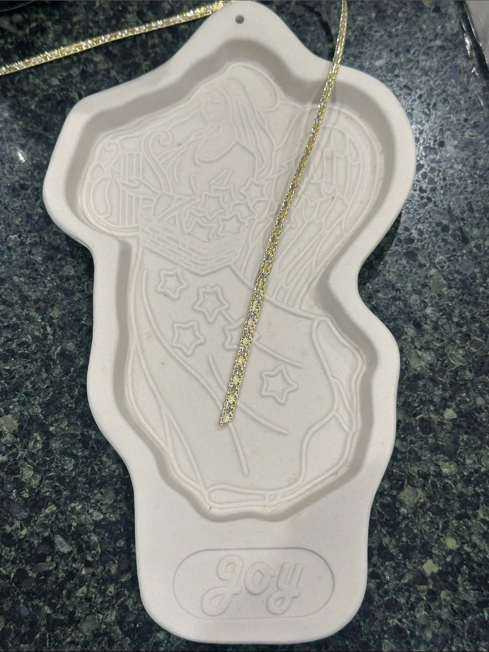 Longaberger 'Joy' Angel series Cookie Mold vtg Christmas 1996 pottery w box
